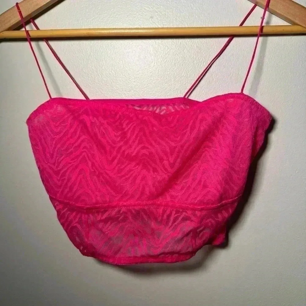 La Senza pink sheer zebra printed bralette L - Picture 2 of 6